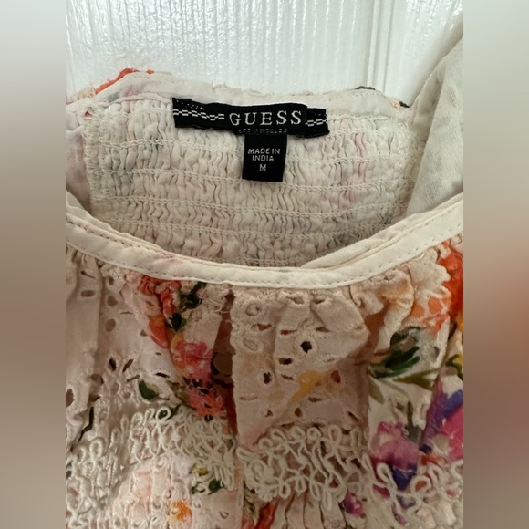 Guess Isotta Ruffled Off-the-shoulder Top In Pastel Flower - Picture 4 of 9